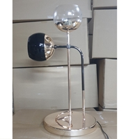 Đèn bàn chao thủy tinh màu đen trắng , KT(mm) : 280 x 550 , chao phi 150