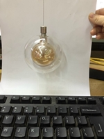 Đèn thả TH313.1 chao thủy tinh 2 lớp gồm lớp trong màu vàng, lớp ngoài màu trắng trong, dây 2m, đế đơn, G4 x 01, KT(mm): D80 (Đã bao gồm bóng đèn)