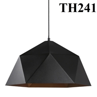 Thả đơn chao đa giác đen lòng vàng (thiếu bộ đế), E27x01, mã TH241, KT (mm): D250