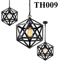 Đèn thả rọ sắt lục lăng thả bằng dây điện, thân đen, đui E27x1(chưa bóng)_TH009 Kích thước: 600mm