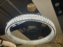 Đèn chùm Ring pha lê tam giác nhám 100% thân mạ đồng, tích hợp led dimmer 3 màu, mã TH514.1, KT (mm): D600 bản 30x75