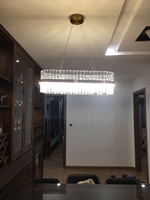 Đèn chùm Pha lê đơn hình chữ nhật tích hợp Led 106W_TH265 Kích thước: 800x350mm