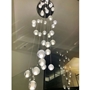Bộ đèn chùm bocci TH177, mâm hình tròn inox gương trắng, gồm 52 quả thả tự do, KT(mm): D1000 x H6000. Đã bao gồm bóng G4_1.5W