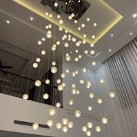 Đèn thả thông tầng nghệ thuật Bocci pha lê không viền có bọt khí thả tự do TH177.7 800*500*H5500mm