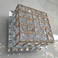 Đèn tường 1 tầng pha lê hình vuông màu bạc TU018 , tích hợp led  , KT(mm) : 175x110