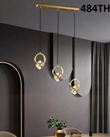 Đèn thả TH484, G4*2, sắt mạ đồng + phale, KT(mm): D155