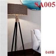 Đèn sàn SA005, thân gỗ chao nâu, KT (mm): D480*H1500