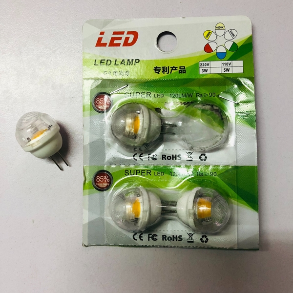 Bóng đèn led G4 tròn, điện áp 220V, công suất: 3.0W, ánh sáng vàng, KT(mm): D17 x H28