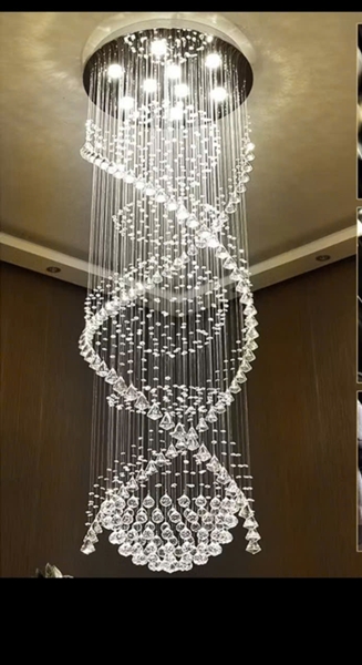 Đèn chùm pha lê thả thông minh PL022, Inox gương vàng, KT(mm): D1000 x H3200