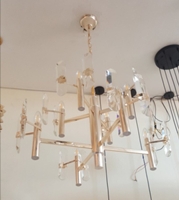 Đèn thả hợp kim vàng TH225 -08, 8 thanh pha lê dẹt, E27 x 8, KT(mm): 800 x 400