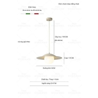Thả chao sắt 555TH chao trắng chụp trắng đui E14 KT(mm): D400 x H130