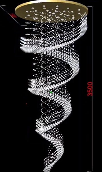 Đèn chùm pha lê thả thông minh 071PL1.5 gồm mâm tròn Inox gương vàng , mắt COB dimmer L40 có điều khiển xa, KT(mm): 1500 x 3500