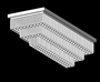 Đèn chùm pha lê thả thông minh PL024 gồm 3 tầng thanh tam giác trắng L150mm, đèn led COB dimer 3 màu có điều khiển xa, mâm inox gương trắng hình chữ nhật, KT(mm): L800*W600*H500