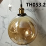 Đèn thả TH053.2 chao thủy tinh hổ phách , đui đồng , E27 x 1, KT(mm) : 250