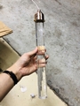 Bộ đèn chùm TH474 có hoa, mâm tròn inox gương trắng, 45 đèn thả xoắn ốc tích hợp led , KT(mm): D1000 x H3000