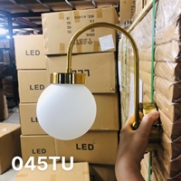 Đèn tường TU045, thân mạ đồng, G9x01, bóng cầu thủy tinh đục D120mm, KT(mm): L120 x W230 x H250