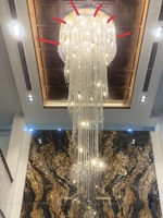 Đèn chùm pha lê thả thông minh PL037B , Inox gương trắng, KT(mm): 800x800