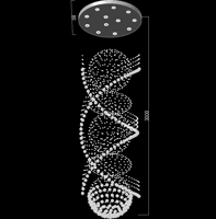 Đèn chùm pha lê thả thông minh PL022, Inox gương trắng tròn, 12 mắt COB L40 dimmer có điều khiển xa, KT(mm): 800*3000