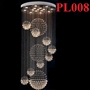 Đèn chùm pha lê thả thông minh PL008, Inox gương trắng, pha lê cầu xoắn ốc, KT(mm): D800 x 1600, 276 hạt