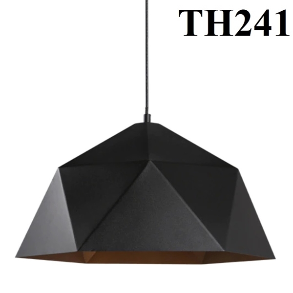 Thả đơn chao đa giác đen, thiếu bộ đế, E27x01, mã TH241, KT (mm): D380