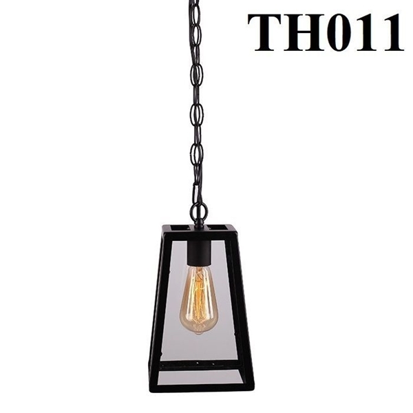 Đèn thả kính hình thang thân đen, đui E27x1(chưa bóng)_TH011 Kích thước: 140x80x260mm