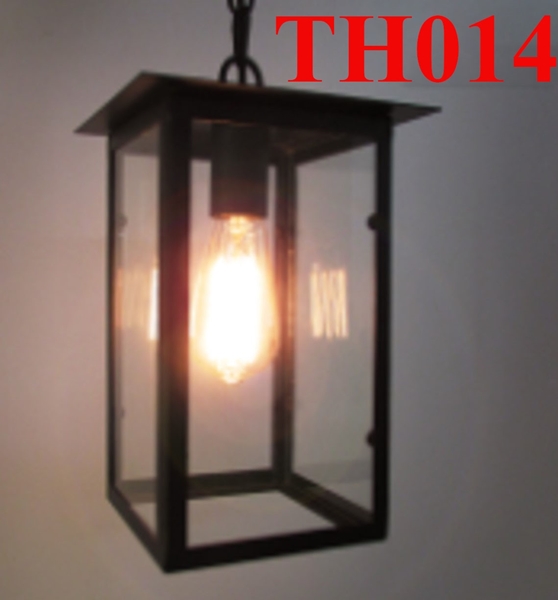 Đèn thả khung sắt đen chao thủy tinh TH014, E27 x 1, KT(mm): 260 x ...