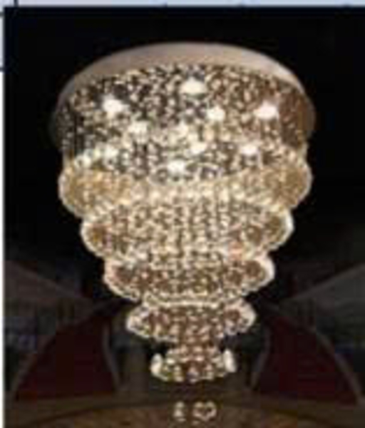 Đèn chùm pha lê thả thông minh 117PL, mâm tròn inox gương trắng, KT(mm): D1000 x H1000