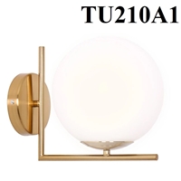 Đèn tường Nordic mạ đồng TU210A1, đui vặn cao cấp, E27 x 01, chao thủy tinh đục D200mm, KT(mm): 200