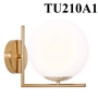 Đèn tường Nordic mạ đồng TU210A1, đui vặn cao cấp, E27 x 01, chao thủy tinh đục D200mm, KT(mm): 200