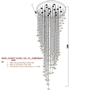 Đèn chùm pha lê thả thông minh PL064 gồm mâm tròn inox gương trắng 8K, 120 bướm pha lê, 17 đèn dimmer, KT(mm): D1000 x H3300