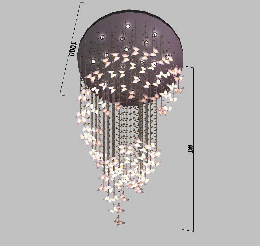 Đèn chùm pha lê thả thông minh PL064 gồm mâm tròn inox gương trắng 8K, 120 bướm pha lê, 17 đèn dimmer, KT(mm): D1000 x H3300