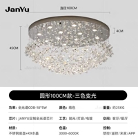 Đèn chùm pha lê thả thông minh PL068 cánh hoa gồm 200 hoa pha lê, 20 đèn dimmer 3 màu L55, mâm tròn inox gương trắng, KT(mm): 1600 x 1000