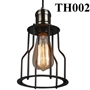 Đèn thả rọ sắt thân đen, chụp đui sắt mạ đồng, đui E27x1(chưa bóng)_TH002 Kích thước: 150x230mm
