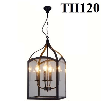 Đèn chùm thả thủy tinh 4 bóng TH120, E14 x 04, KT(mm): 300*400