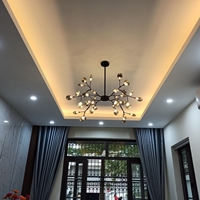 Đèn thả TH187D1_36 bóng , thân đen , G4 x 36 , lá thủy tinh đục